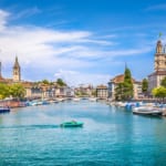 Zürich city center with river Limmat, Switzerland